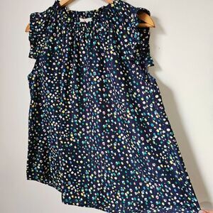EUC LIKE NEW BETSEY'S BOUTIQUE SHOP SPECKLED MOCK NECK RUFFLE EDGES TANK TOP SM